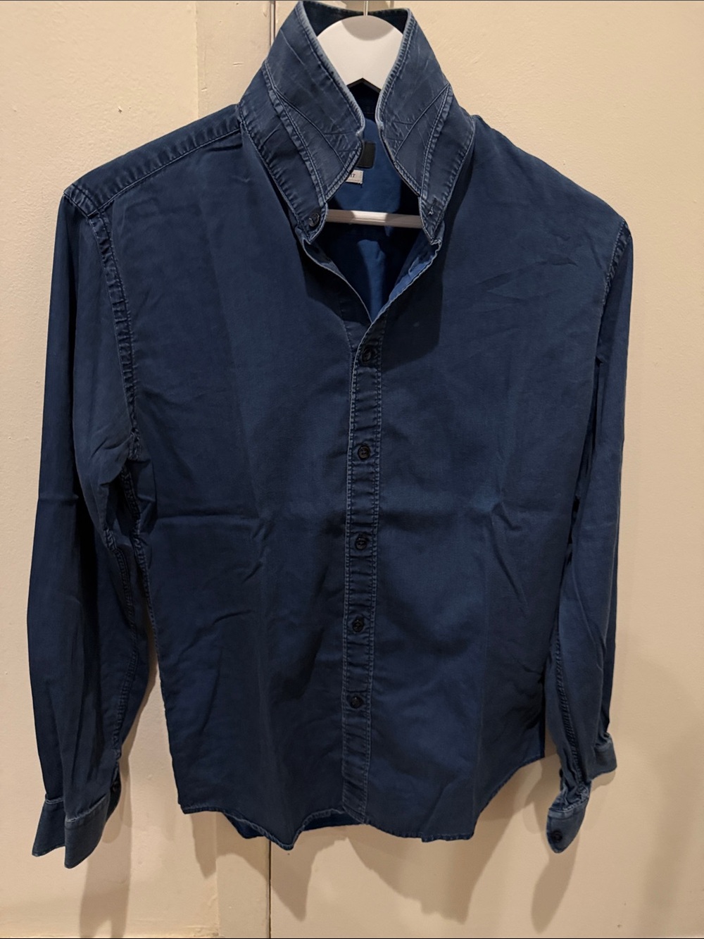 Zara Men's Dark Blue Casual Button-Down Shirt